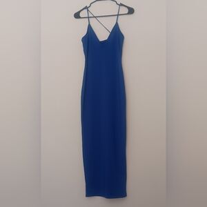 Sleeveless Royal Blue V-Neck Women's Dress